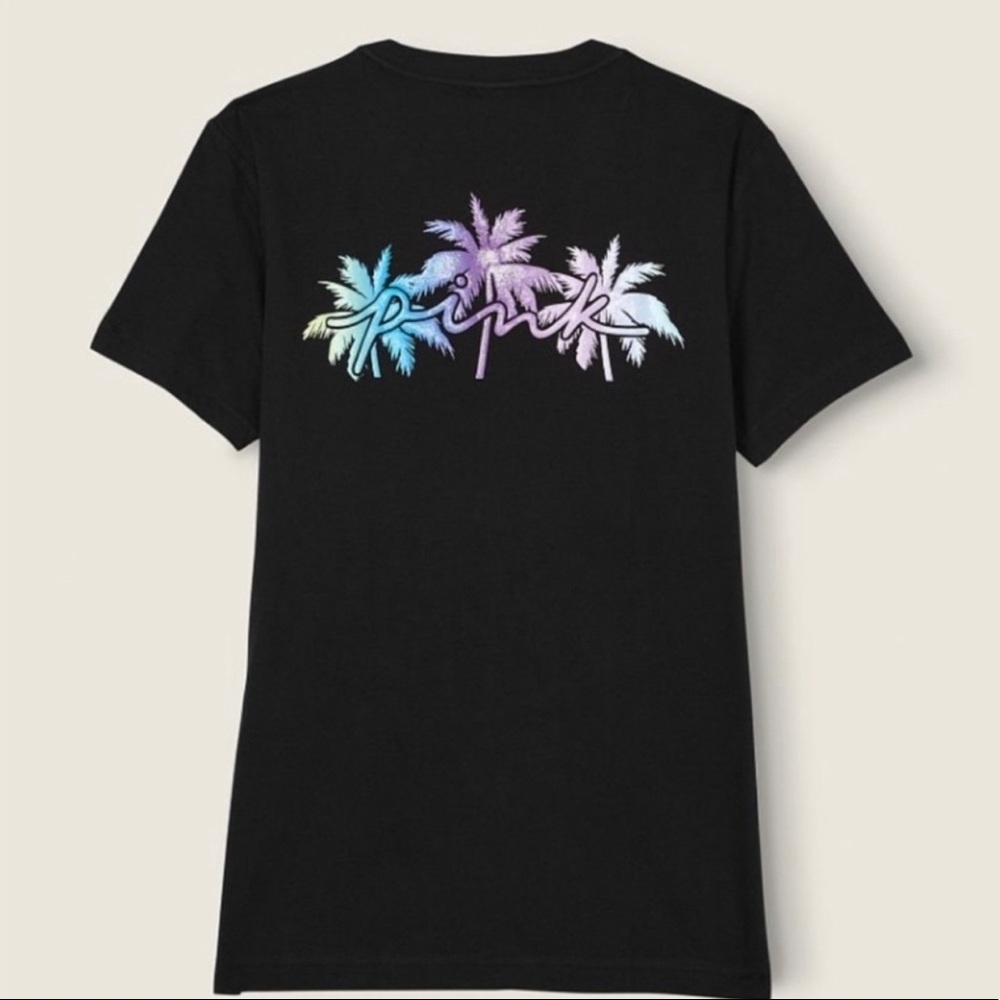 VS PINK Campus Palm Tree Shine Tshirt NWT LARGE